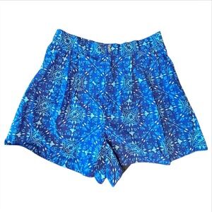 Maeve Anthropologie Blue Boho Medallion Print Smocked Waist Shorts Size 14‎